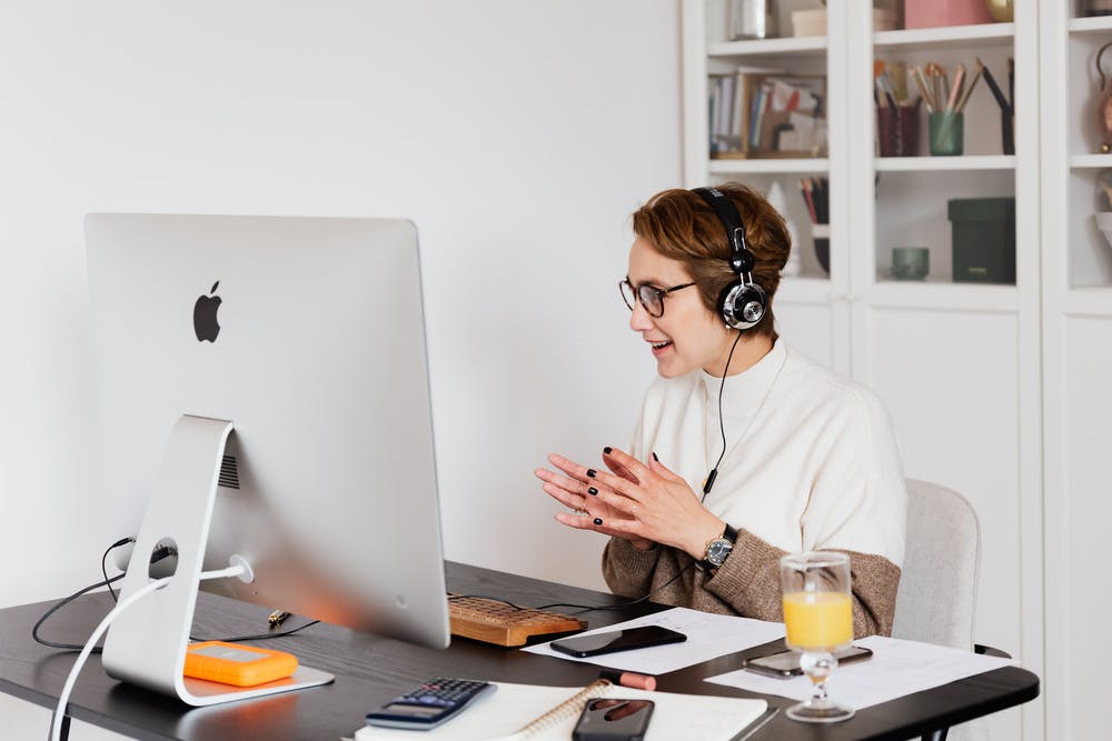 Remote worker on a video call